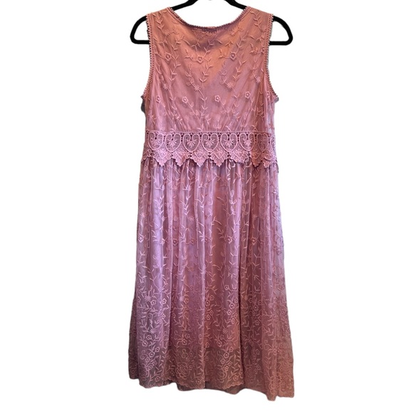 Sundance Dress Womens 8 Lilac Pink Lace overlay Sleeveless Lined Mini teaparty - Picture 2 of 9